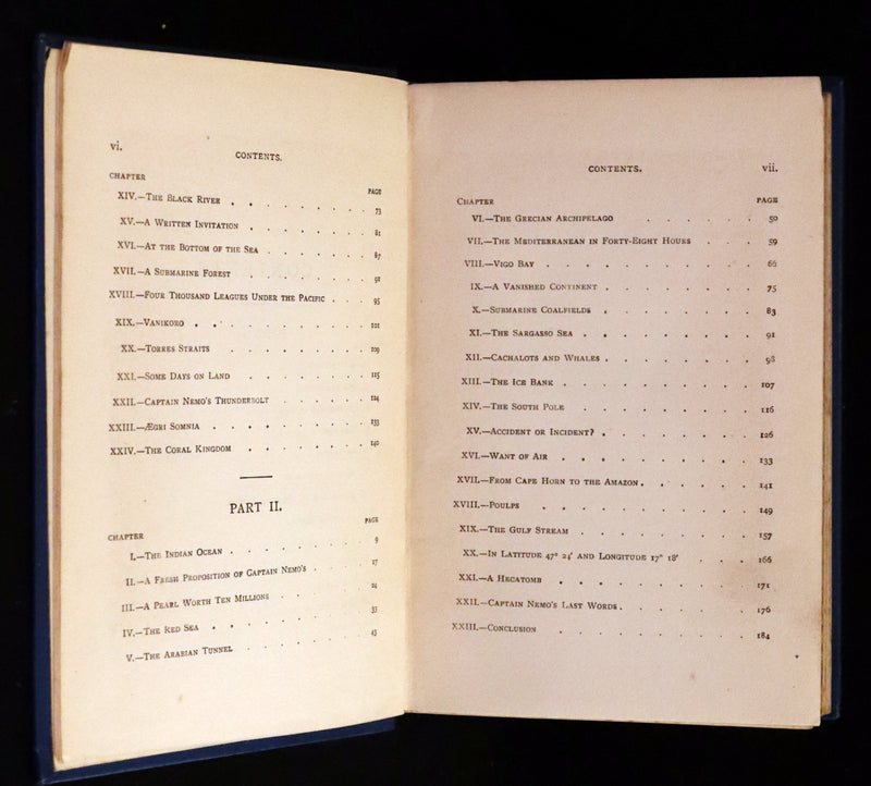 1900 Rare Book - Twenty Thousand Leagues Under the Sea by Jules Verne. Blue variant.