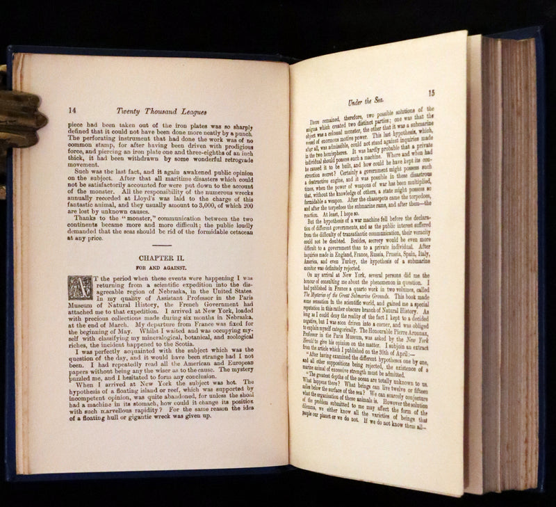 1900 Rare Book - Twenty Thousand Leagues Under the Sea by Jules Verne. Blue variant.