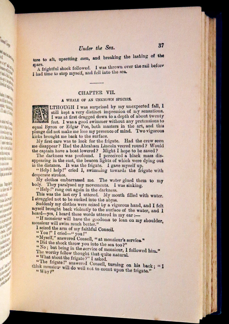 1900 Rare Book - Twenty Thousand Leagues Under the Sea by Jules Verne. Blue variant.