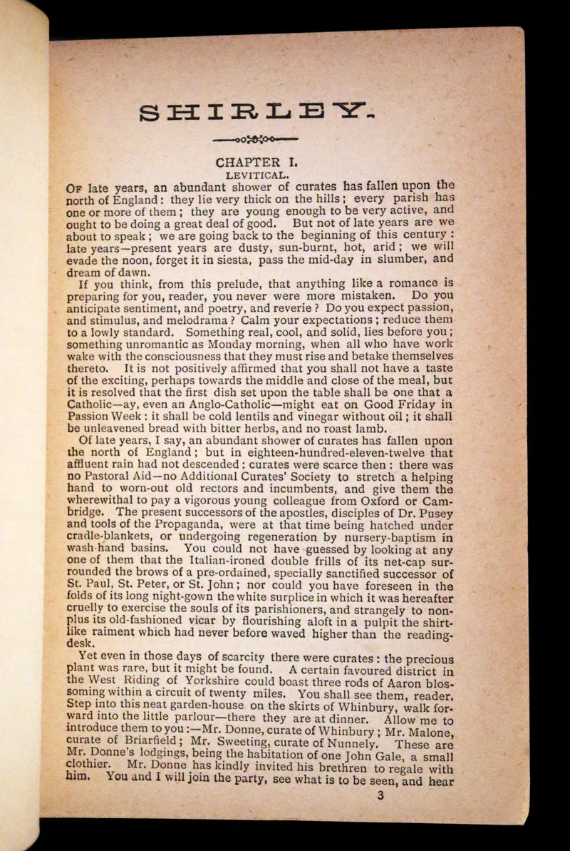1890 Rare Book - Shirley, A Tale by Charlotte Brontë, under the pseudonym Currer Bell.