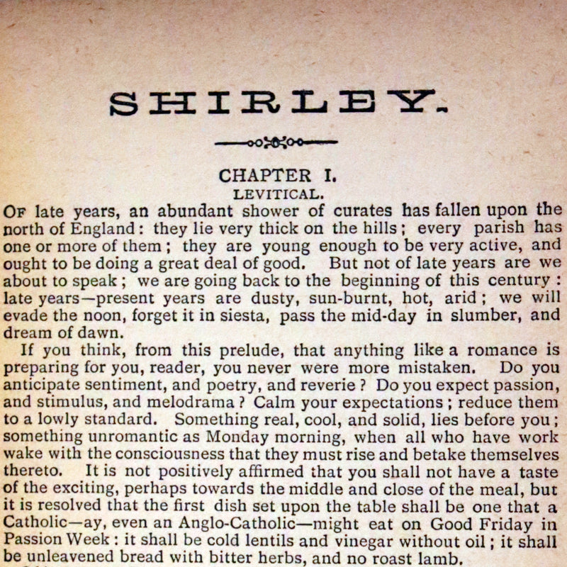 1890 Rare Book - Shirley, A Tale by Charlotte Brontë, under the pseudonym Currer Bell.