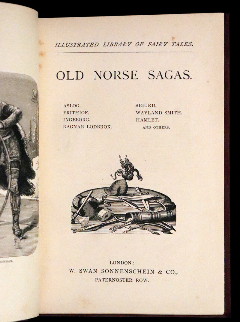 1895 Scarce Book - Old Norse Sagas - Aslog, Frithiof, Ingeborg, Ragnar Lodbrok, Sigurd, Wayland Smith, Hamlet, and others.