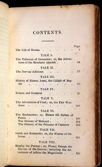 1824 Rare Book - The Tales of the Genii or the Delightful Lessons of Horam, The Son of Asmar