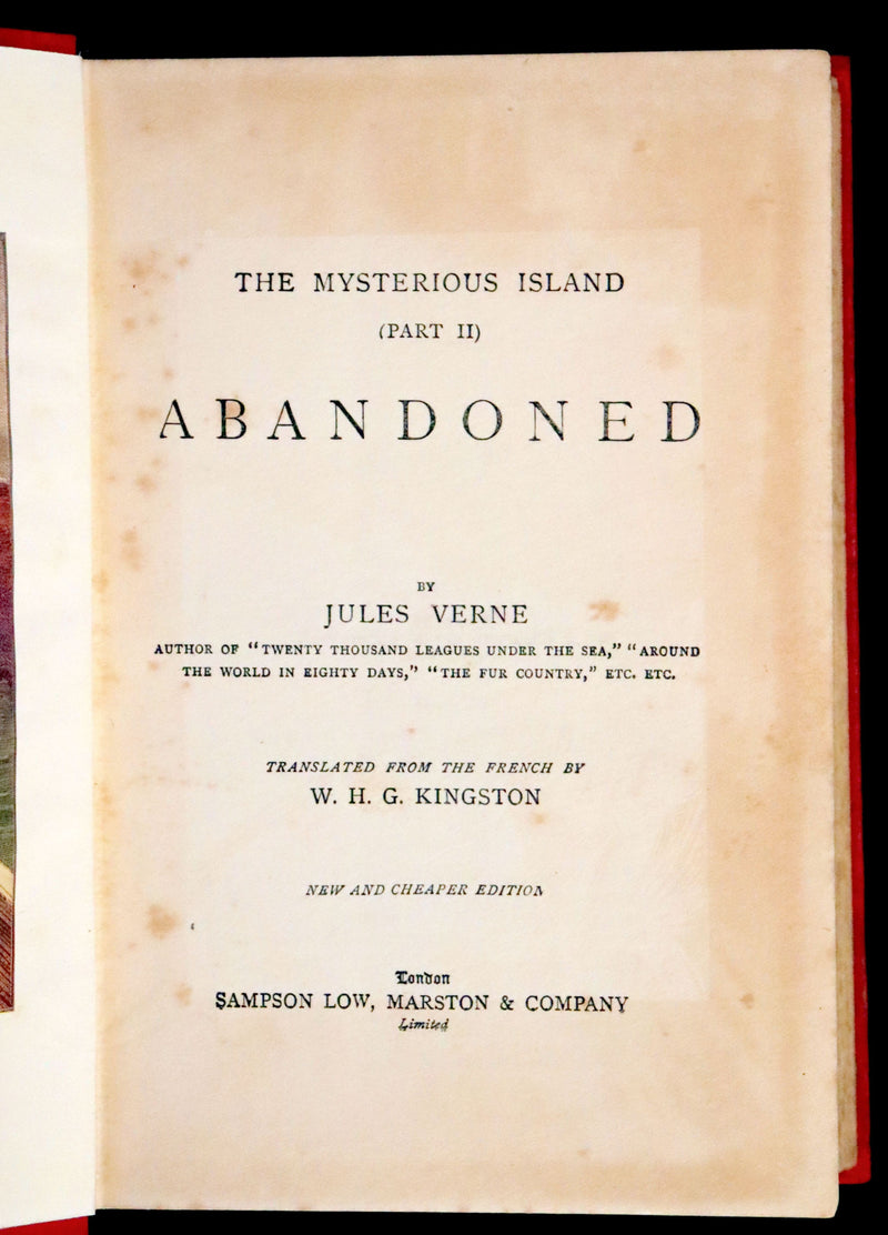 1911 Rare Illustrated Book - Abandoned being the second part of The Mysterious Island by Jules Verne