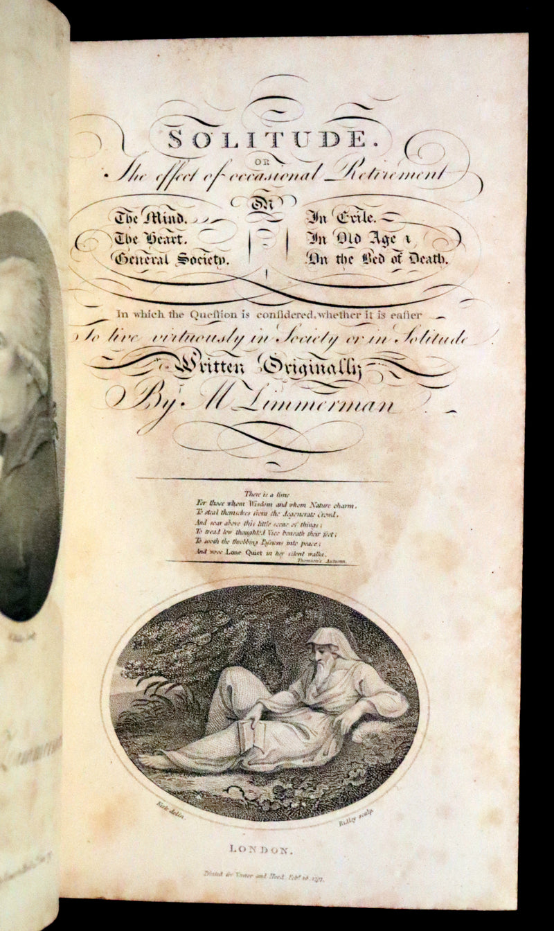 1799 Rare Book Set - Solitude, or the Effect of Occasional Retirement on the Mind.