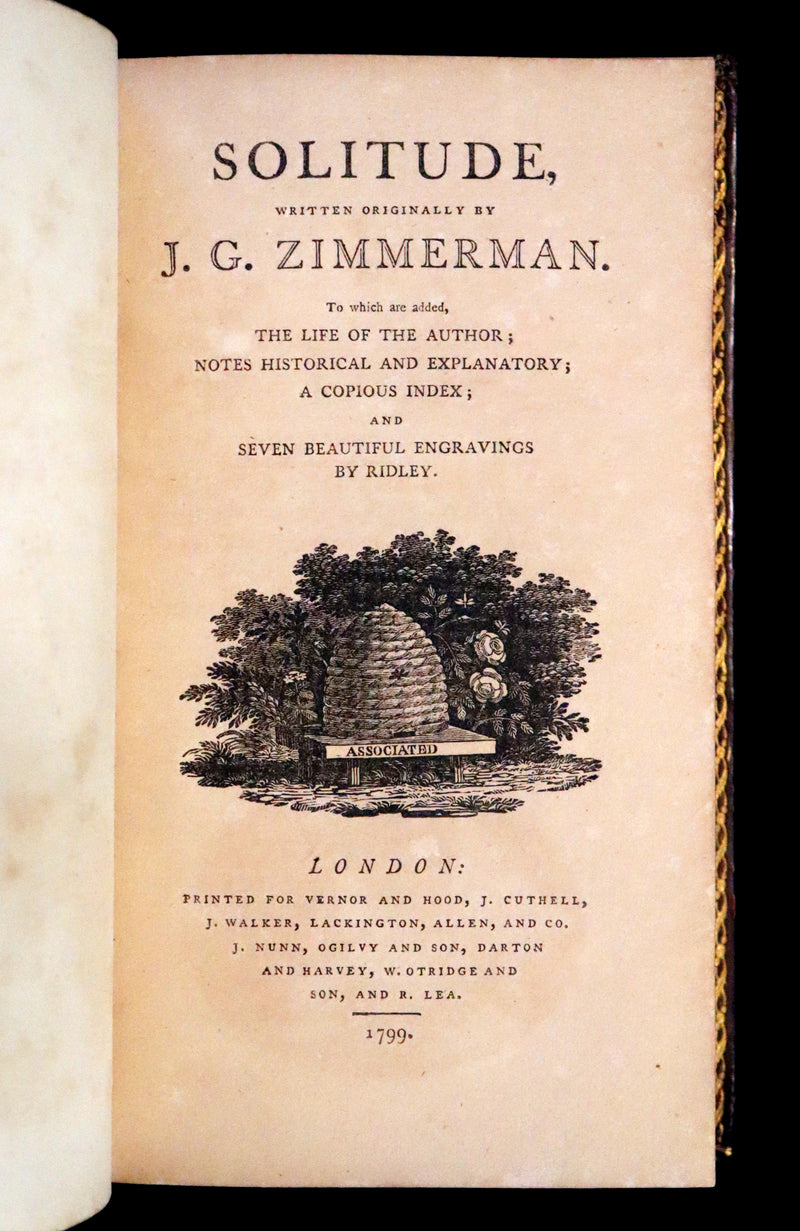 1799 Rare Book Set - Solitude, or the Effect of Occasional Retirement on the Mind.