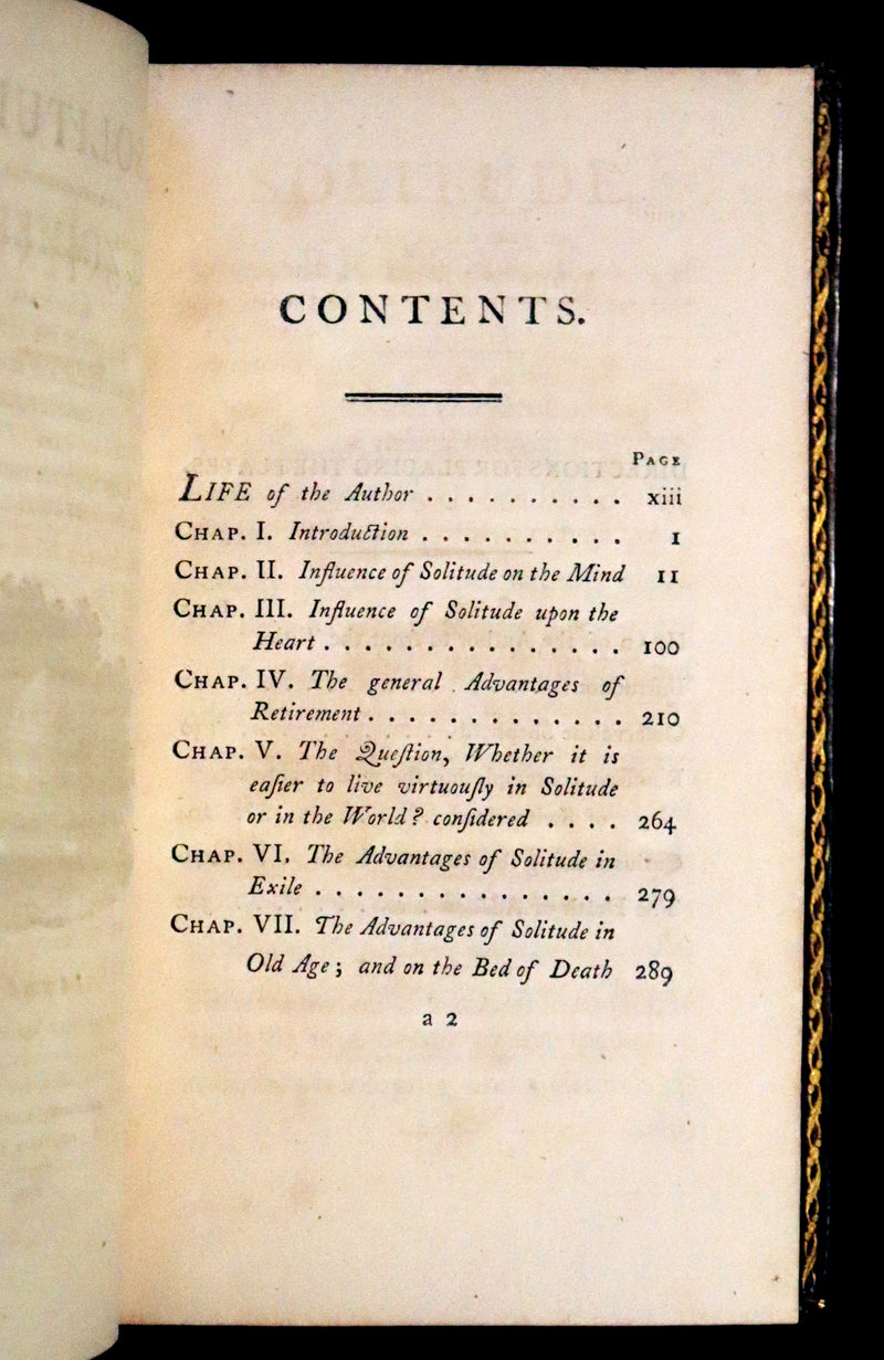 1799 Rare Book Set - Solitude, or the Effect of Occasional Retirement on the Mind.