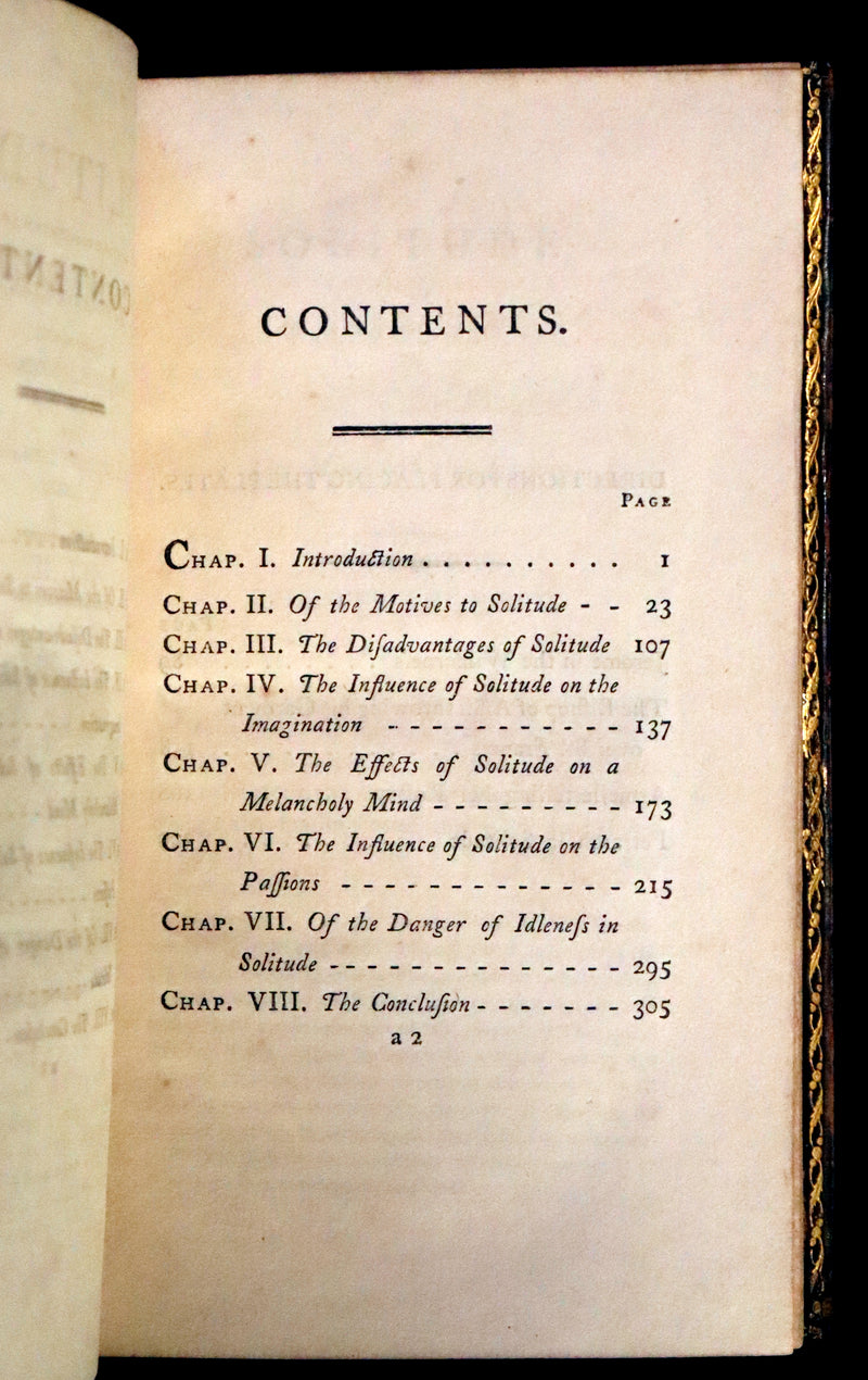 1799 Rare Book Set - Solitude, or the Effect of Occasional Retirement on the Mind.