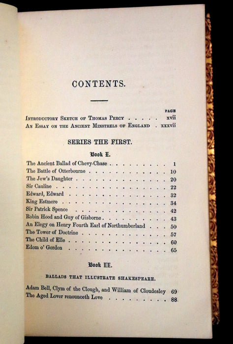 1859 Rare Victorian Book - Reliques of Ancient English Poetry and Old Heroic Ballads collected by Thomas Percy. Illustrated.