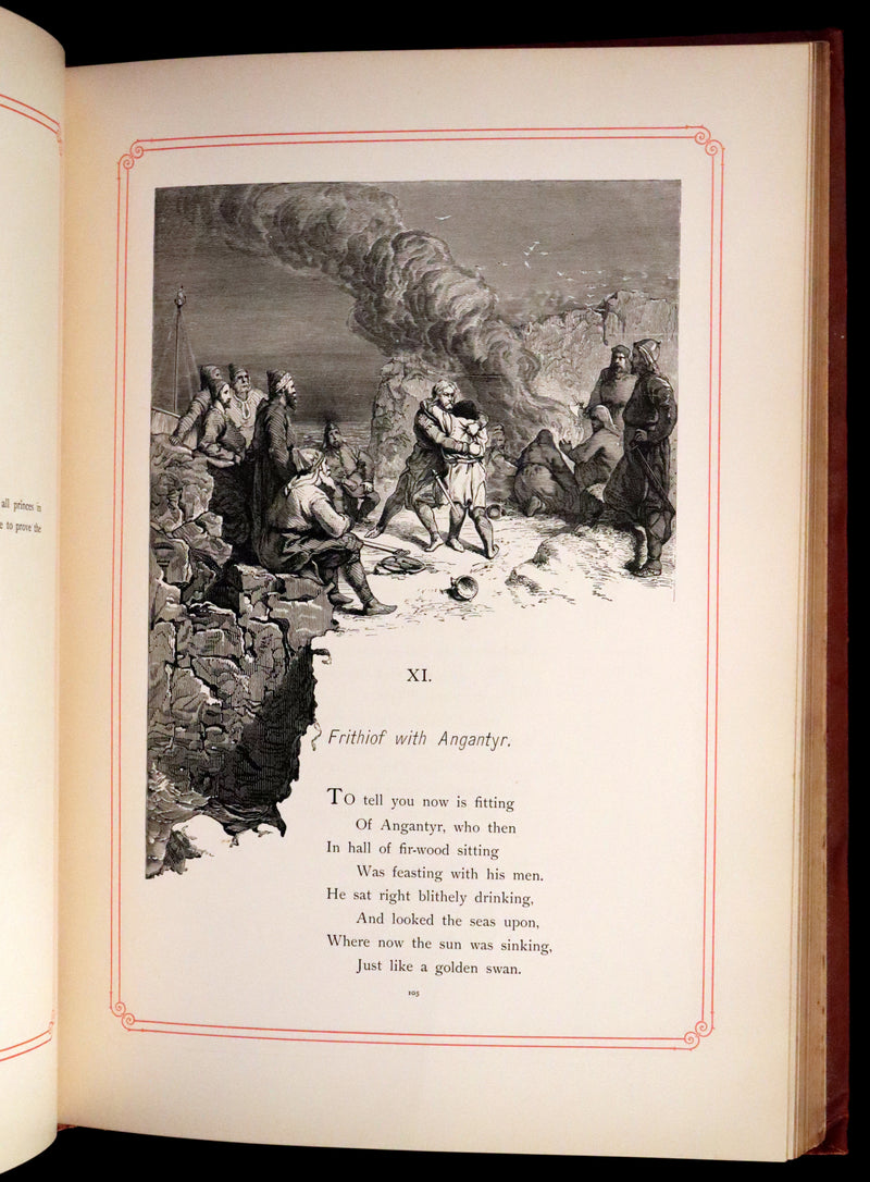 1878 Rare First English Edition - Frithiof's Saga: A Legend of Ancient Norway. Illustrated Viking Tales of the North.