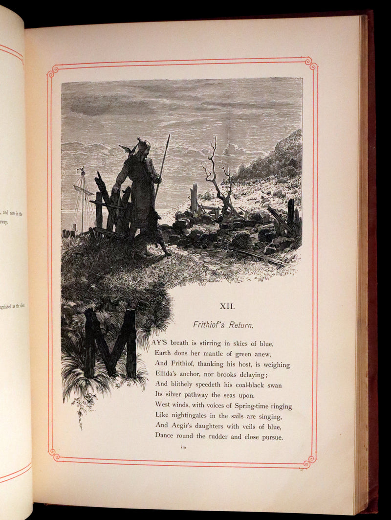 1878 Rare First English Edition - Frithiof's Saga: A Legend of Ancient Norway. Illustrated Viking Tales of the North.
