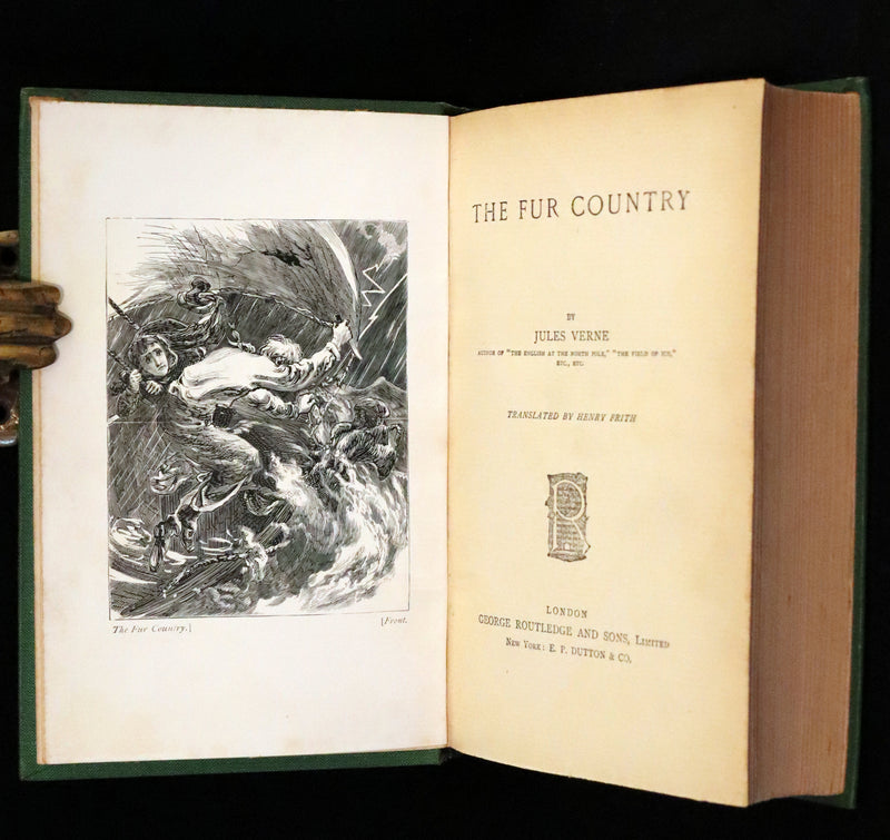 1900 Rare Book - The Fur Country by Jules Verne. Set in the polar regions of North America.