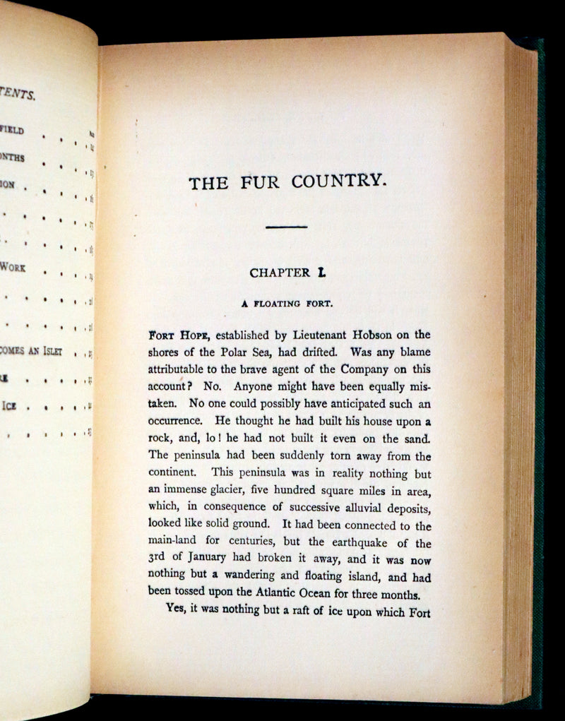 1900 Rare Book - The Fur Country by Jules Verne. Set in the polar regions of North America.