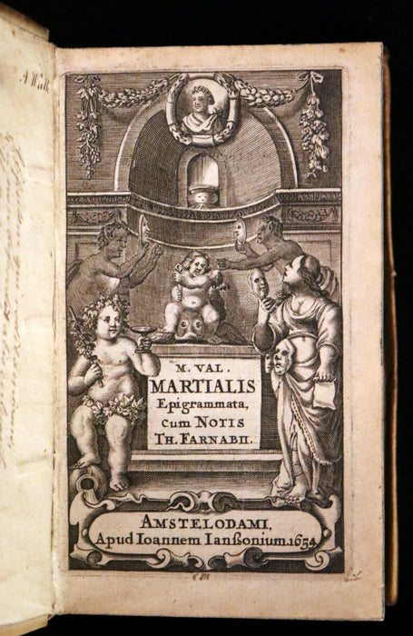 1654 Rare Latin Vellum Book - Martial's Epigrams with Juvenal and Persius Satires.