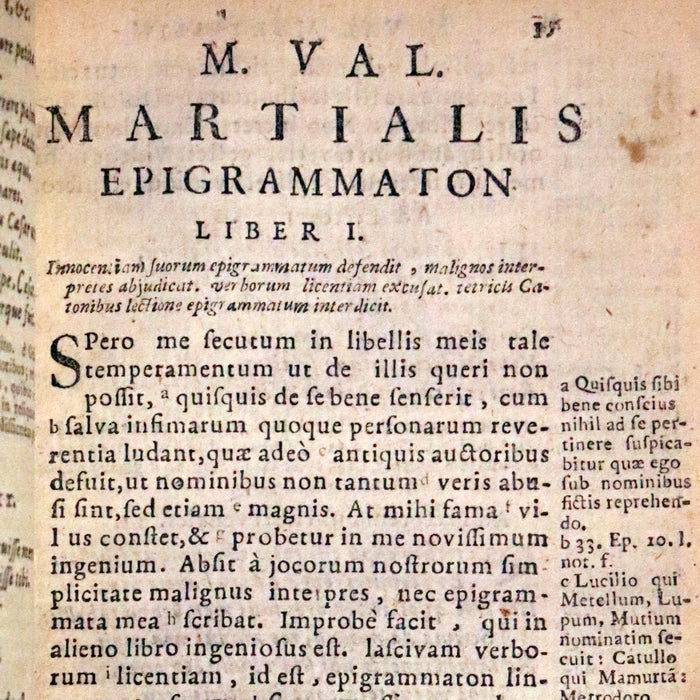 1654 Rare Latin Vellum Book - Martial's Epigrams with Juvenal and Persius Satires.