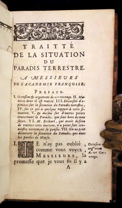 1691 Rare French First Edition - Treatise on the Location of the Biblical Garden of Eden. Traitté de la Situation du Paradis Terrestre.