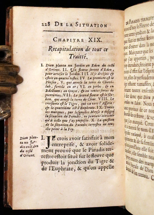 1691 Rare French First Edition - Treatise on the Location of the Biblical Garden of Eden. Traitté de la Situation du Paradis Terrestre.