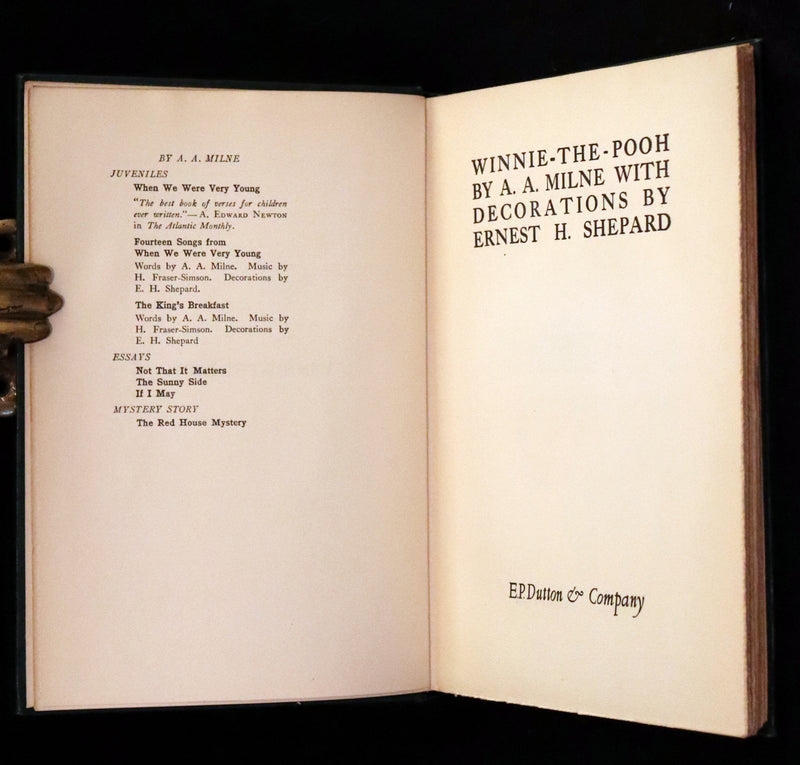 1926 Rare First Edition - Winnie-The-Pooh written by A.A. Milne and Illustrated by Ernest Shepard.