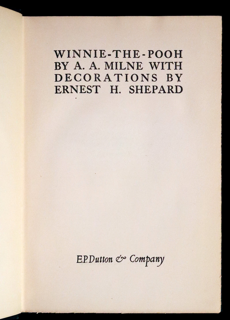1926 Rare First Edition - Winnie-The-Pooh written by A.A. Milne and Illustrated by Ernest Shepard.