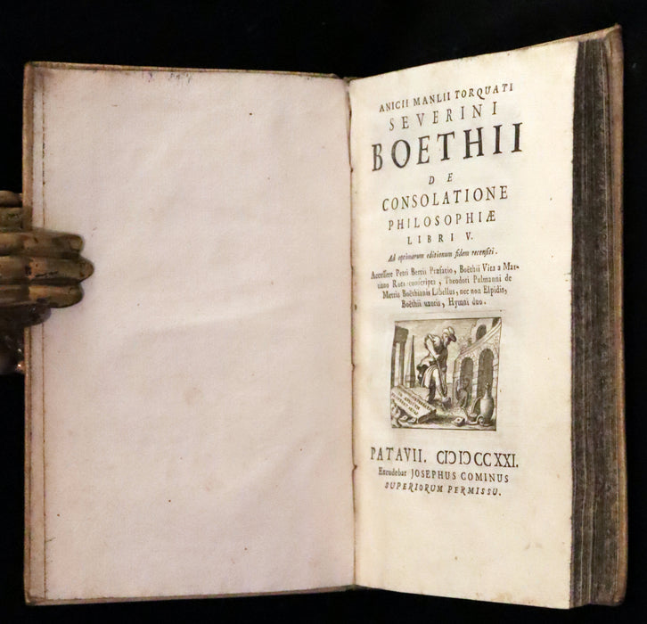 1721 Rare Latin Vellum Book - The Consolation of Philosophy by Boethius.