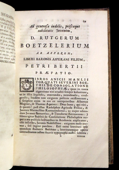 1721 Rare Latin Vellum Book - The Consolation of Philosophy by Boethius.