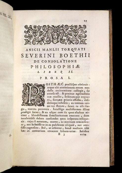 1721 Rare Latin Vellum Book - The Consolation of Philosophy by Boethius.