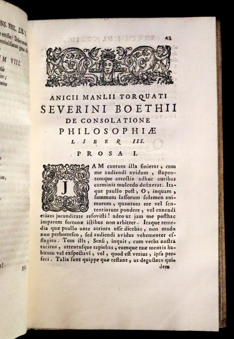 1721 Rare Latin Vellum Book - The Consolation of Philosophy by Boethius.