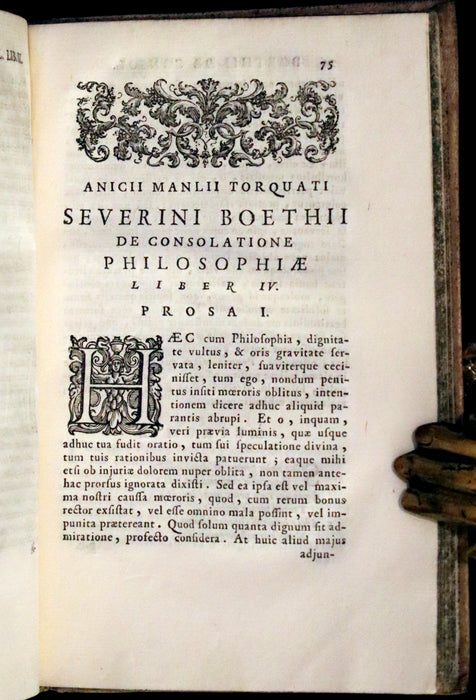 1721 Rare Latin Vellum Book - The Consolation of Philosophy by Boethius.