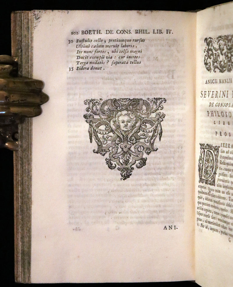 1721 Rare Latin Vellum Book - The Consolation of Philosophy by Boethius.
