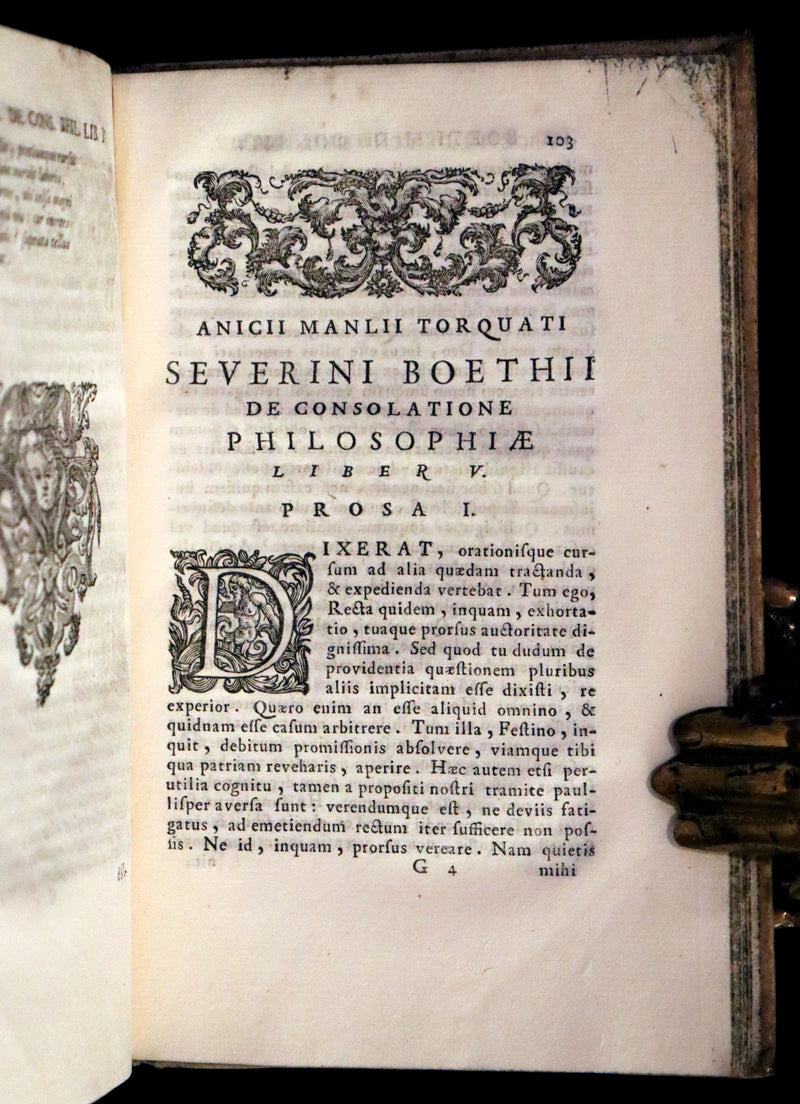 1721 Rare Latin Vellum Book - The Consolation of Philosophy by Boethius.