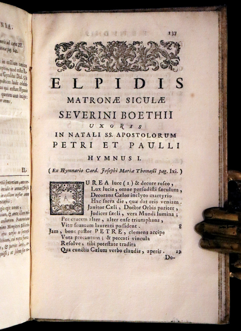 1721 Rare Latin Vellum Book - The Consolation of Philosophy by Boethius.