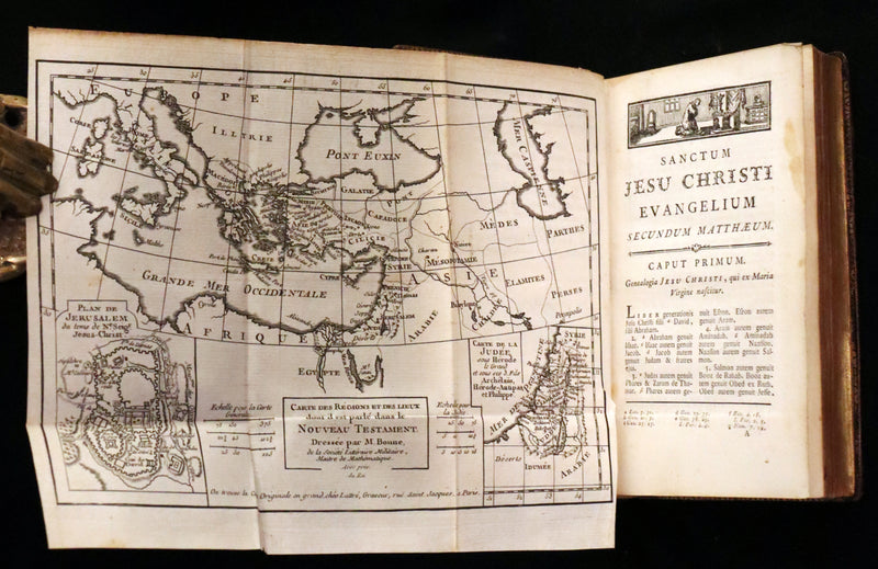 1767 Rare Latin Book - Novum Jesu-Christi Testamentum - New Testament with a Map.