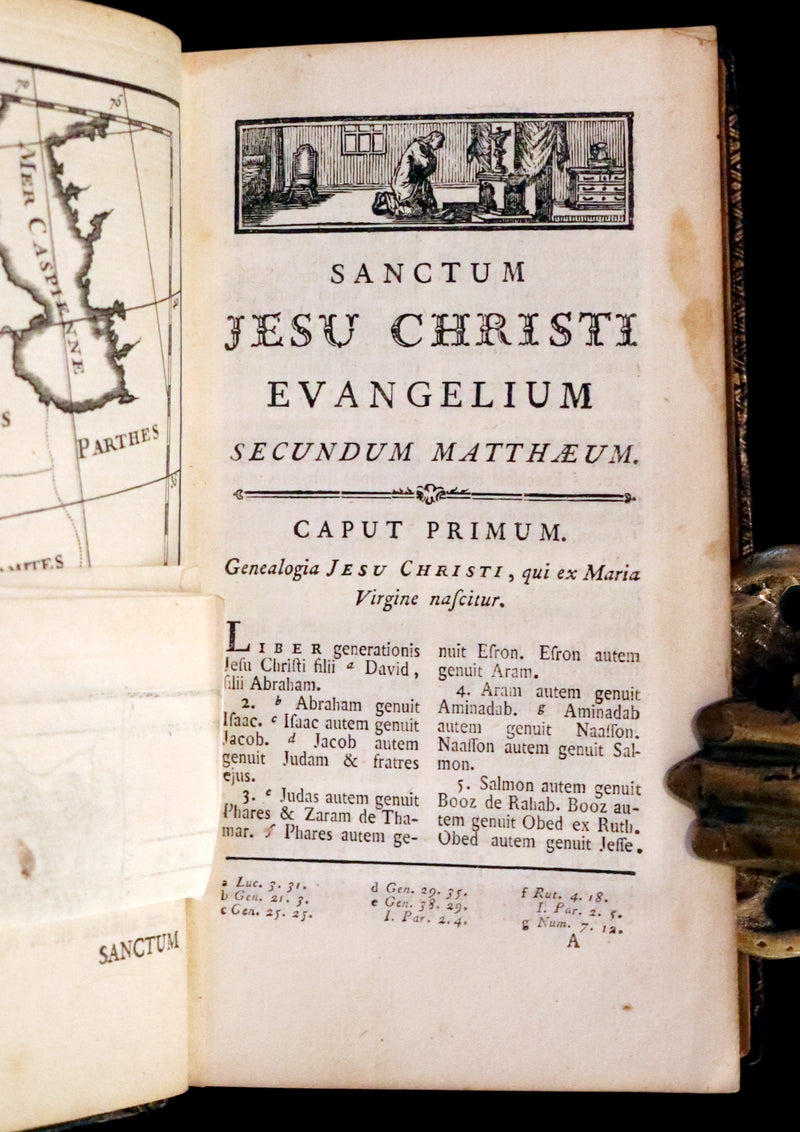 1767 Rare Latin Book - Novum Jesu-Christi Testamentum - New Testament with a Map.
