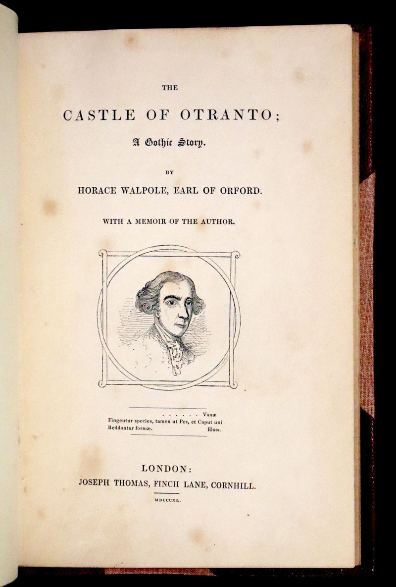 1840 Scarce illustrated Edition - The Castle of Otranto, a Gothic Story Set in a haunted castle by Horace Walpole.