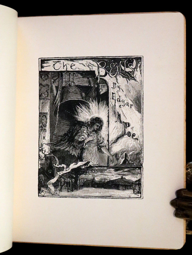 1881 Rare Victorian Book - The Bells by Edgar Allan Poe. Illustrated.