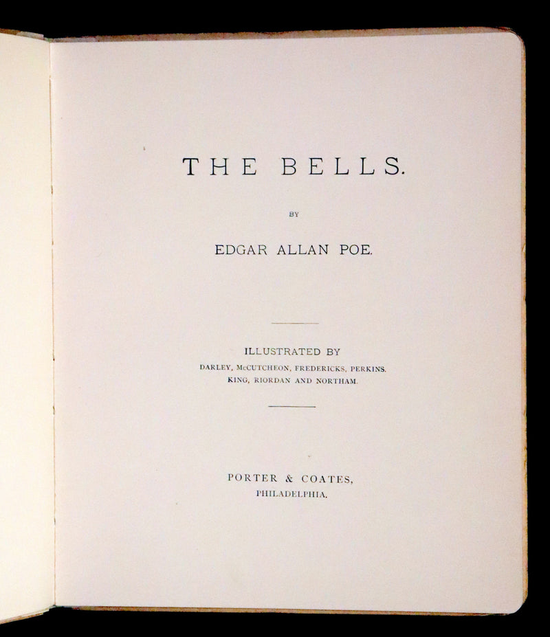 1881 Rare Victorian Book - The Bells by Edgar Allan Poe. Illustrated.