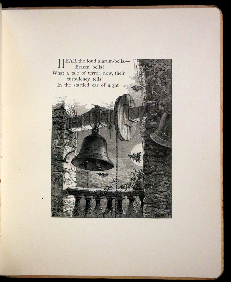 1881 Rare Victorian Book - The Bells by Edgar Allan Poe. Illustrated.