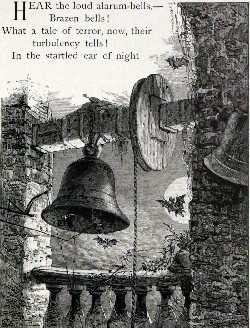 1881 Rare Victorian Book - The Bells by Edgar Allan Poe. Illustrated.