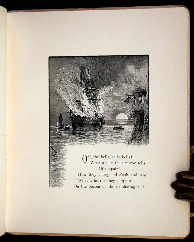 1881 Rare Victorian Book - The Bells by Edgar Allan Poe. Illustrated.