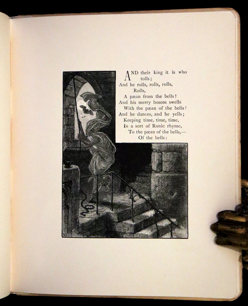 1881 Rare Victorian Book - The Bells by Edgar Allan Poe. Illustrated.