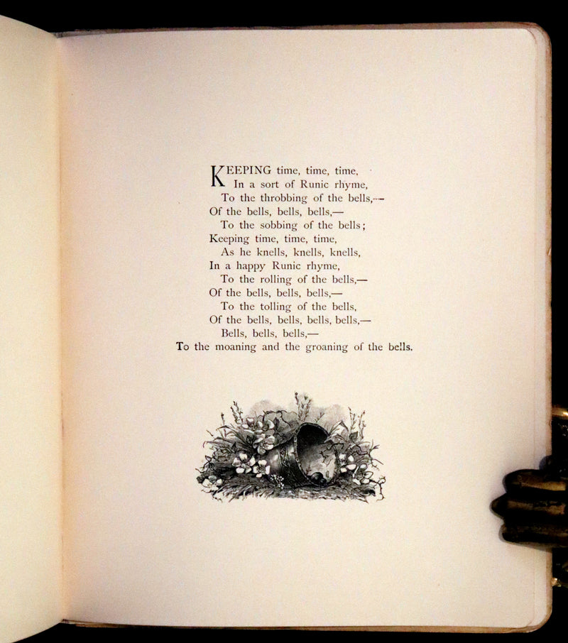 1881 Rare Victorian Book - The Bells by Edgar Allan Poe. Illustrated.