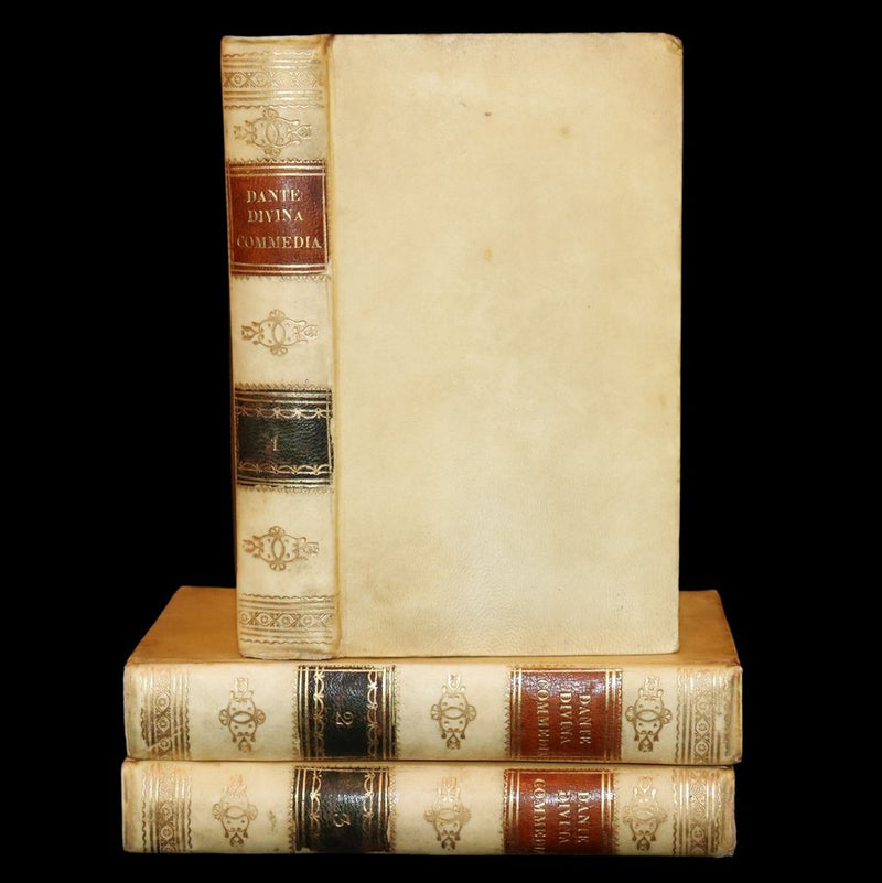 1839 Rare Italian Vellum Book set - La Divina Commedia di Dante Alighieri, The Divine Comedy.