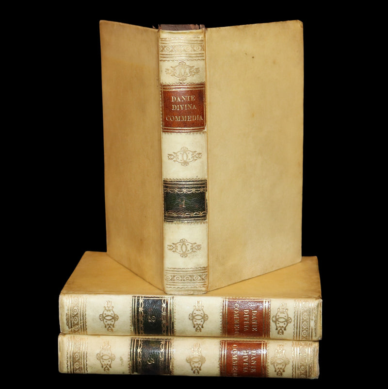 1839 Rare Italian Vellum Book set - La Divina Commedia di Dante Alighieri, The Divine Comedy.