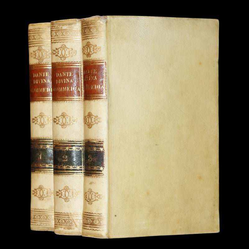 1839 Rare Italian Vellum Book set - La Divina Commedia di Dante Alighieri, The Divine Comedy.