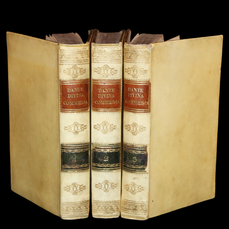 1839 Rare Italian Vellum Book set - La Divina Commedia di Dante Alighieri, The Divine Comedy.