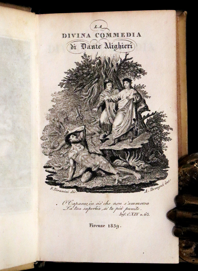 1839 Rare Italian Vellum Book set - La Divina Commedia di Dante Alighieri, The Divine Comedy.