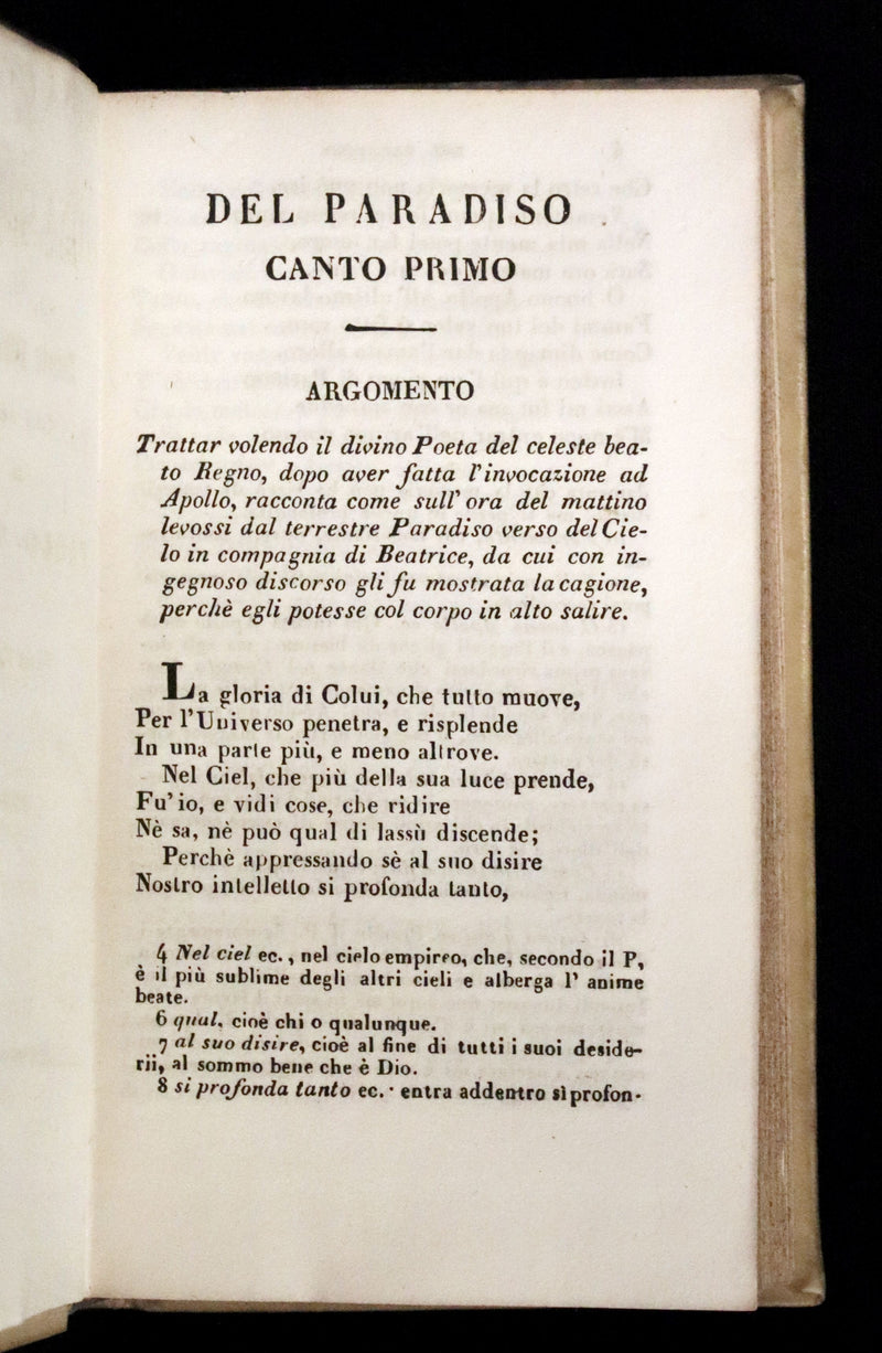 1839 Rare Italian Vellum Book set - La Divina Commedia di Dante Alighieri, The Divine Comedy.