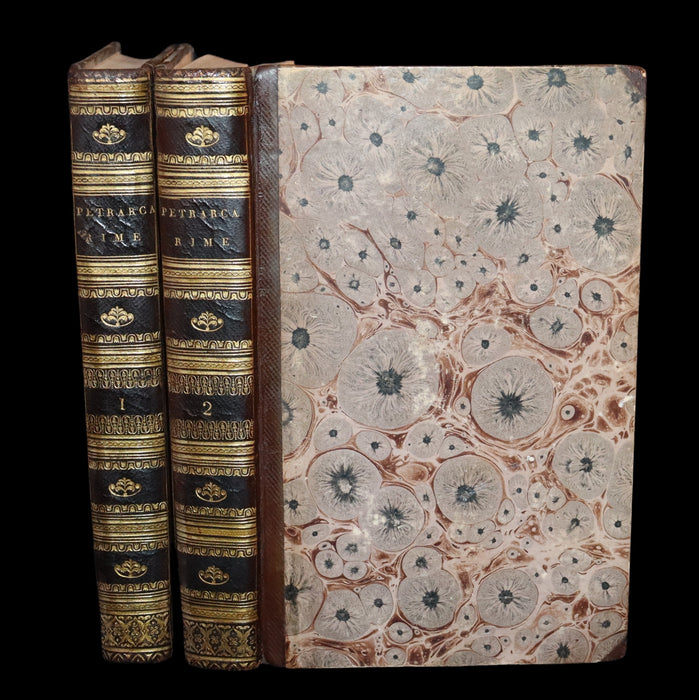 1821 Scarce Italian Book set - Le Rime di Francesco Petrarca, Petrarch's Poems illustrated.