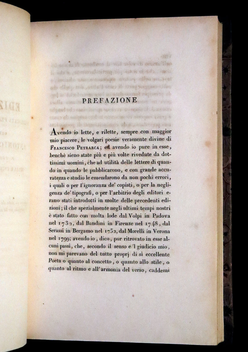 1821 Scarce Italian Book set - Le Rime di Francesco Petrarca, Petrarch's Poems illustrated.