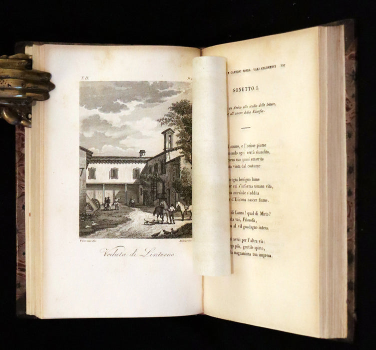 1821 Scarce Italian Book set - Le Rime di Francesco Petrarca, Petrarch's Poems illustrated.